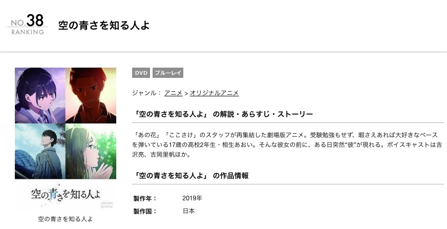 空の青さを知る人よ のアニメを動画フルで1話から無料視聴する方法 動画配信サービス比較や無料ホームシアターやサブスクも 映画と動画を楽しむ会